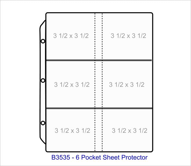 6 Pocket Sheet Protector - Pocket Capacity 3 1/2" x 3 1/2" - B3535