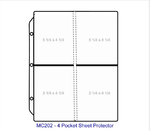 4 Pocket Sheet Protector - Pocket Capacity 5 1/4" x 4 1/4" - MC202