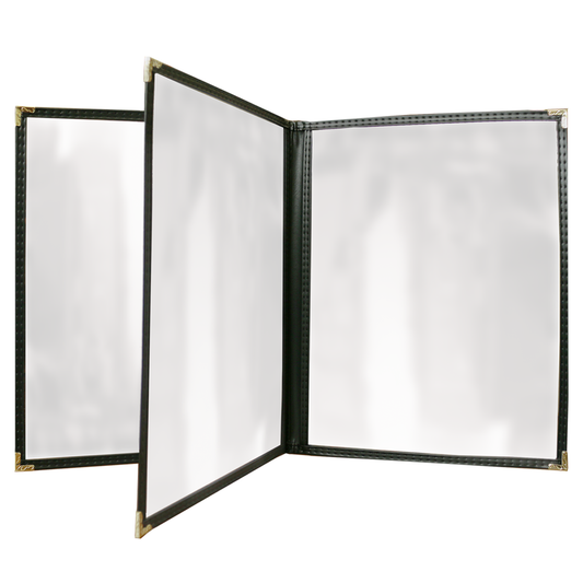 4 Pocket - 8 View - Leatherette Booklet - Sewn Deluxe (24 Pack) - 4 1/4 x 11