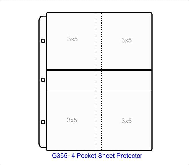 4 Pocket Sheet Protector - Pocket Capacity 3" x 5" - G355