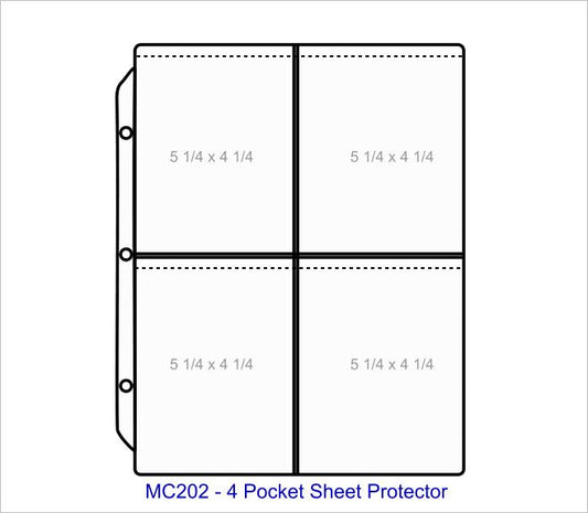 4 Pocket Sheet Protector - Pocket Capacity 5 1/4" x 4 1/4" - MC202