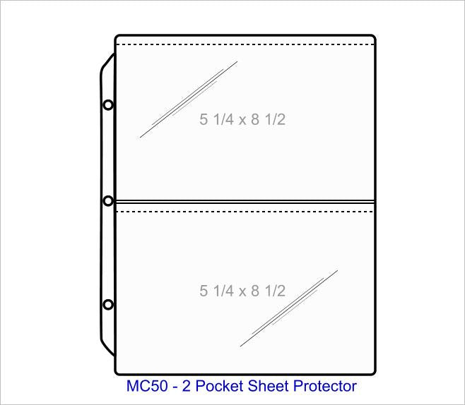 2 Pocket Sheet Protector - Pocket Capacity 5 1/4" x 8 1/2" - MC50