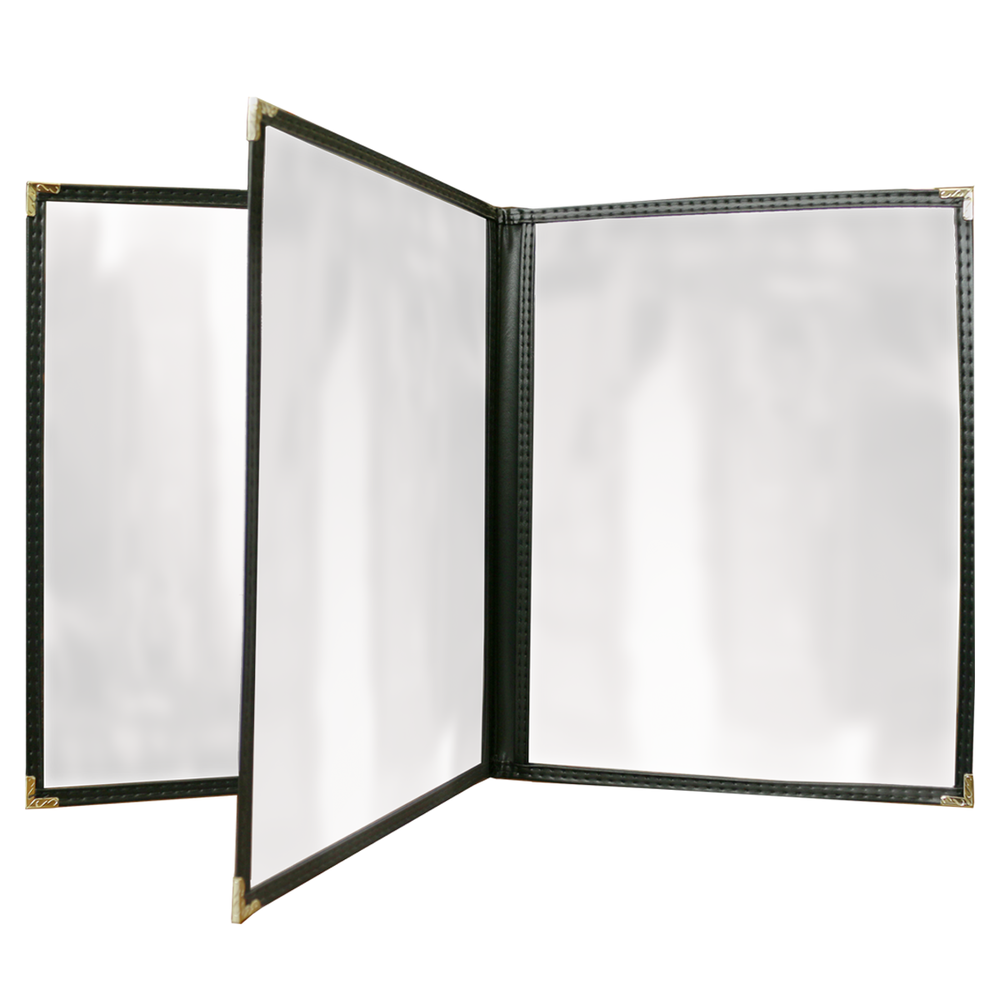 Triple Pocket - 6 View - Nylon Booklet - Sewn Deluxe (24 Pack) - 4 1/4 x 14